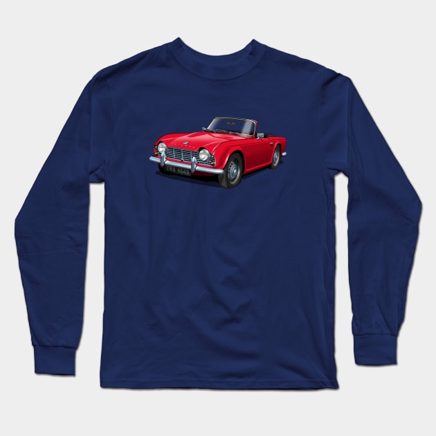 Triumph TR4 in red Long Sleeve T-Shirt by candcretro